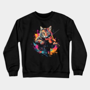 Bobcat Playing Violin Crewneck Sweatshirt